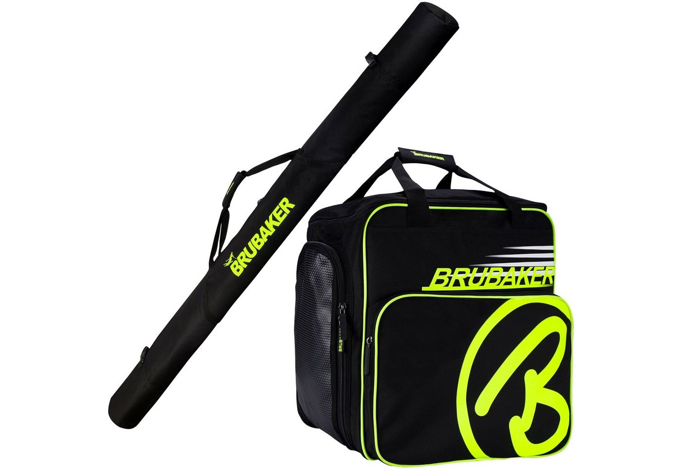 BRUBAKER Sporttasche Carver Pro Skitasche Kombi Set (2-tlg., reißfest und nässeabweisend), Skisack und Skischuhtasche für 1 Paar Ski von BRUBAKER