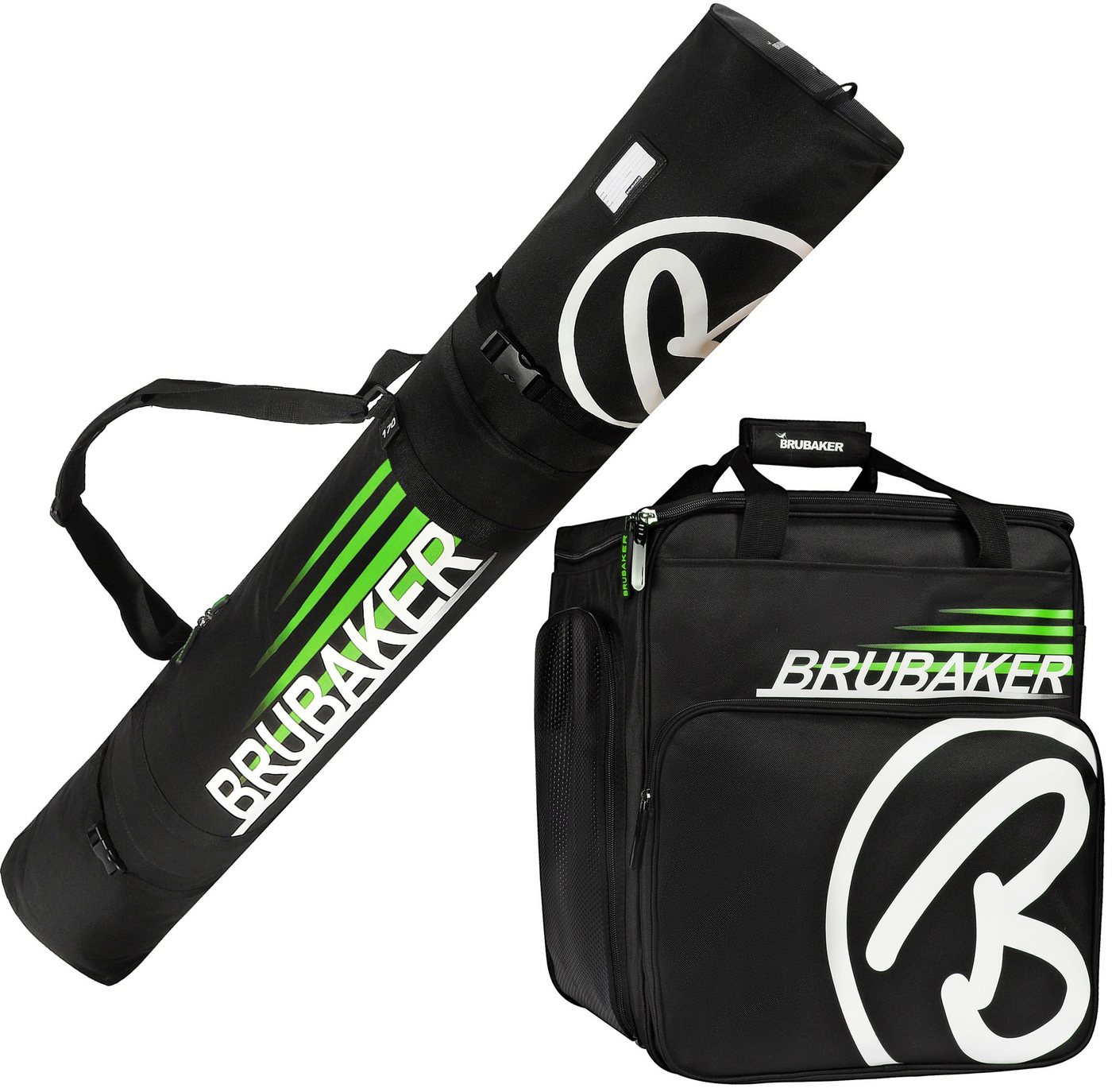 BRUBAKER Sporttasche Champion Skitasche Kombi Set (2-tlg., reißfest und nässeabweisend), Skisack und Skischuhtasche für 1 Paar Ski von BRUBAKER