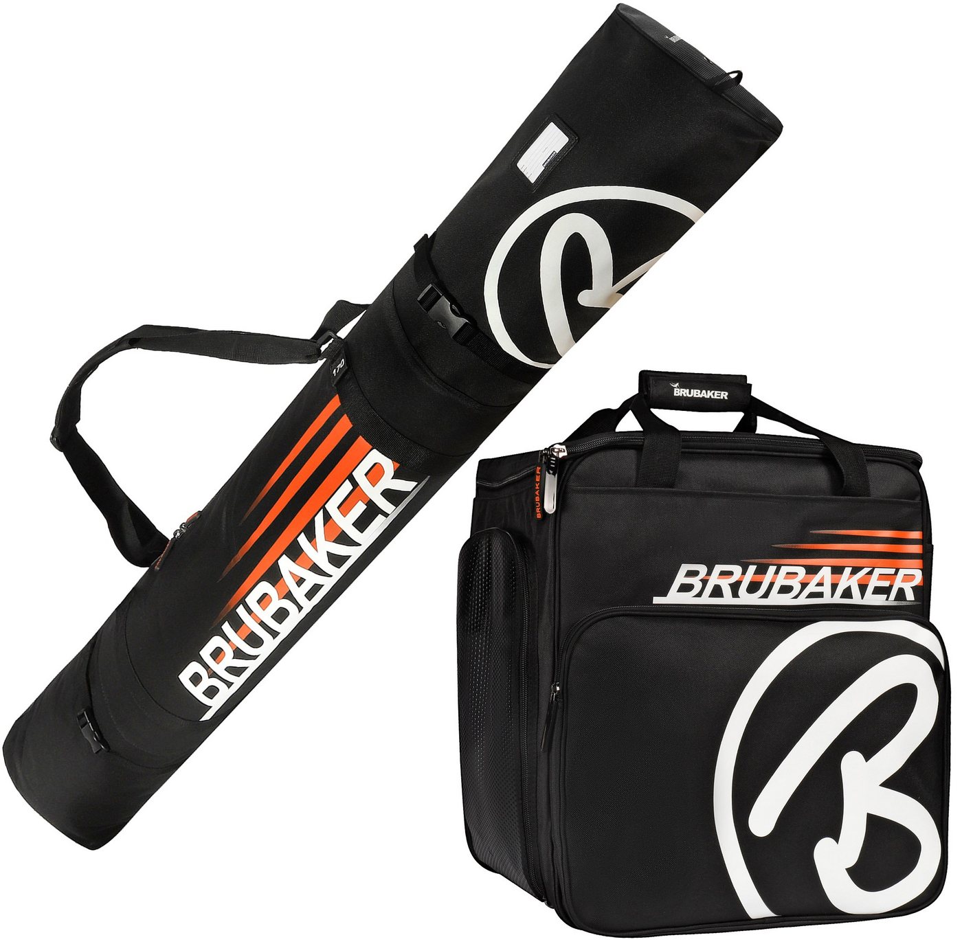 BRUBAKER Sporttasche Champion Skitasche Kombi Set (2-tlg., reißfest und nässeabweisend), Skisack und Skischuhtasche für 1 Paar Ski von BRUBAKER