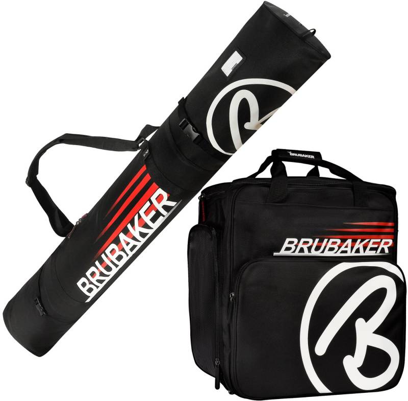 BRUBAKER Sporttasche Champion Skitasche Kombi Set (2-tlg., reißfest und nässeabweisend), Skisack und Skischuhtasche für 1 Paar Ski von BRUBAKER