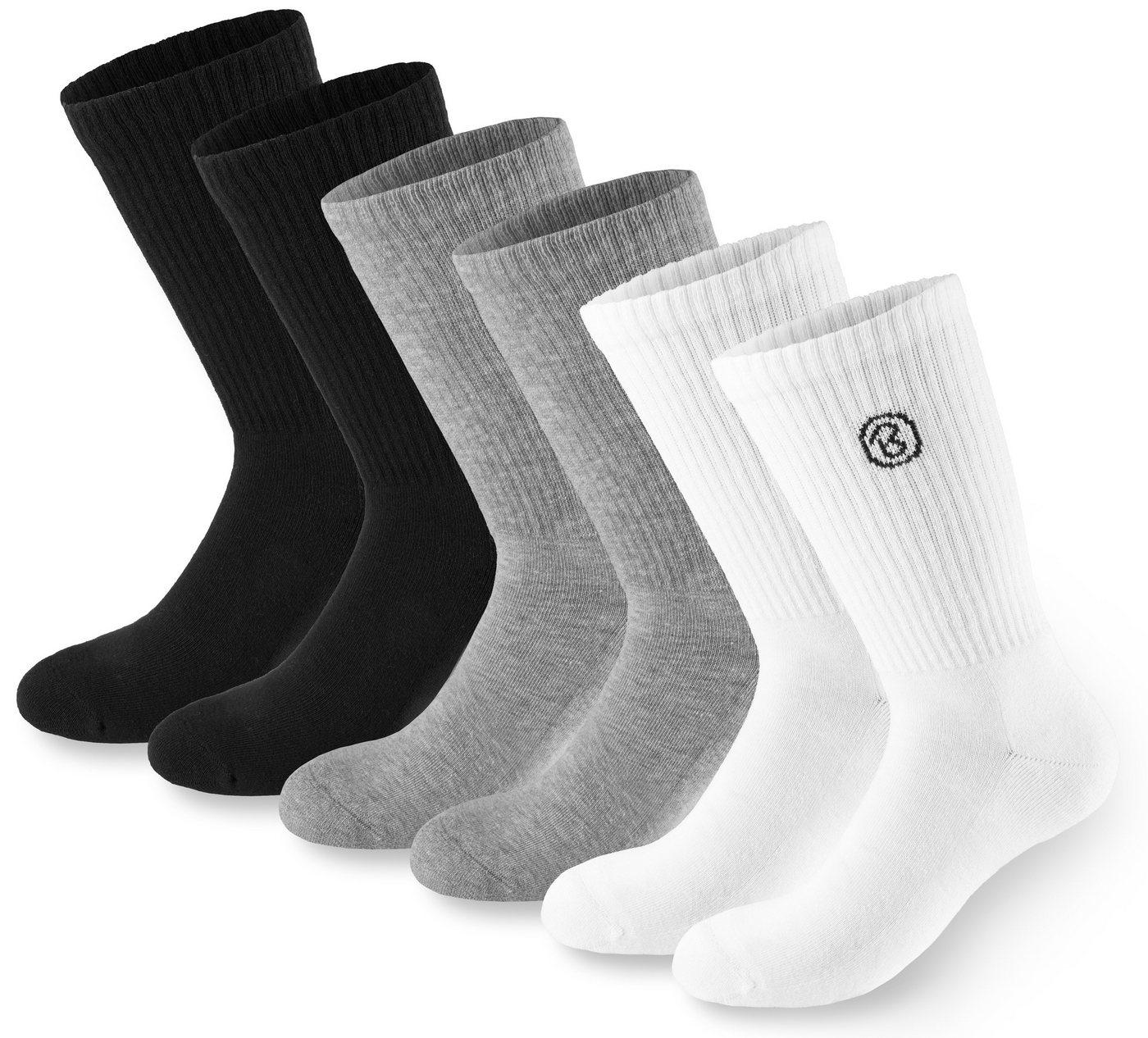 BRUBAKER Tennissocken Lange Sportsocken für Herren und Damen (Set, 6 Paar) Unisex Fitness Socken aus Baumwolle und Polyester - Crew Socks - Baumwollsocken von BRUBAKER