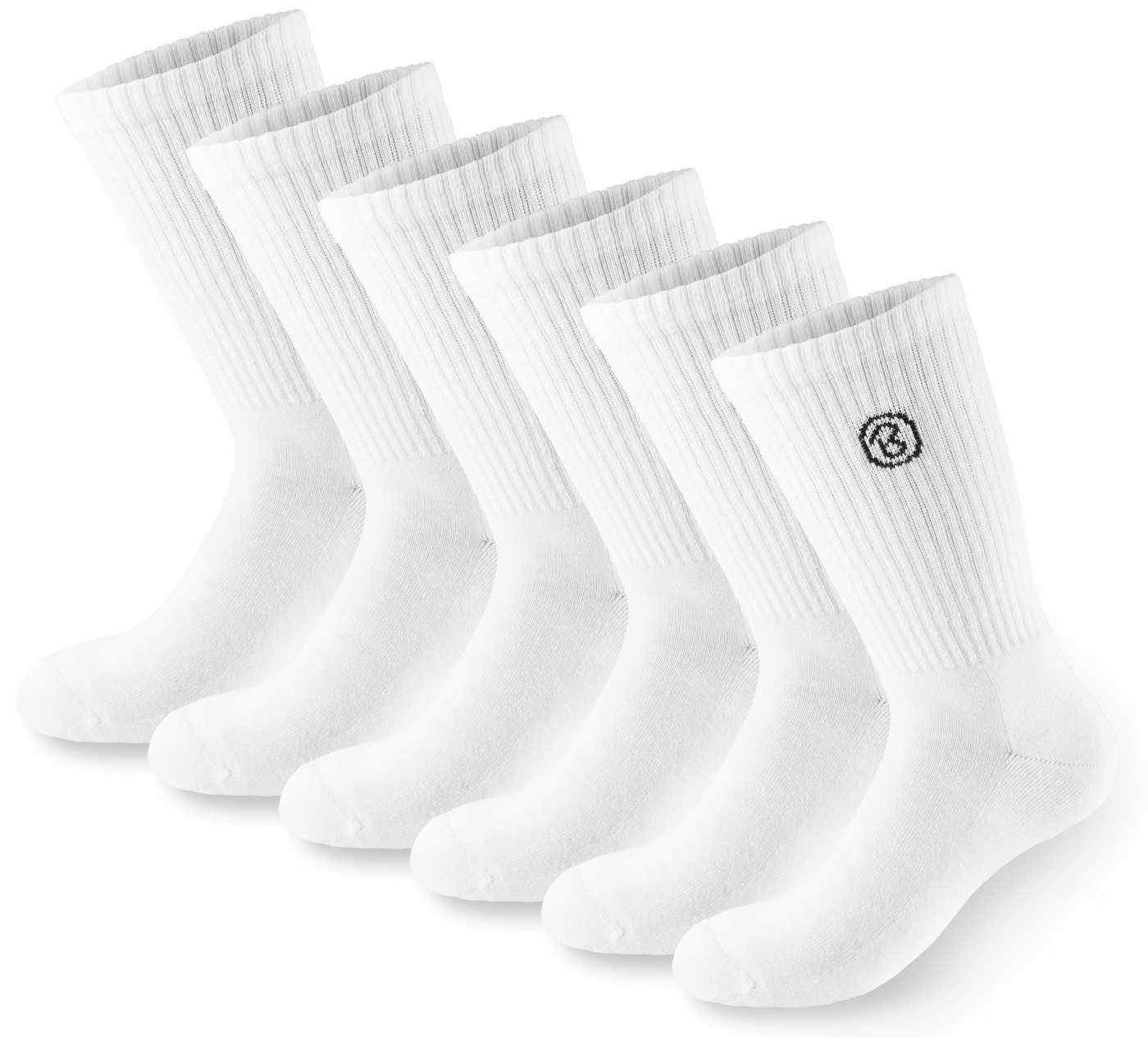 BRUBAKER Tennissocken Lange Sportsocken für Herren und Damen (Set, 6 Paar) Unisex Fitness Socken aus Baumwolle und Polyester - Crew Socks - Baumwollsocken von BRUBAKER