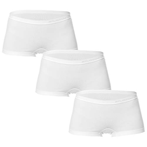 BRUBECK 3er Pack Boyshorts weiß Damen | Damenunterhose schlicht | weiße Unterhose für Frauen | Enge Retropants | Womens Underwear Cotton | 80% Baumwolle | Gr. XL, White | BX10470A von BRUBECK