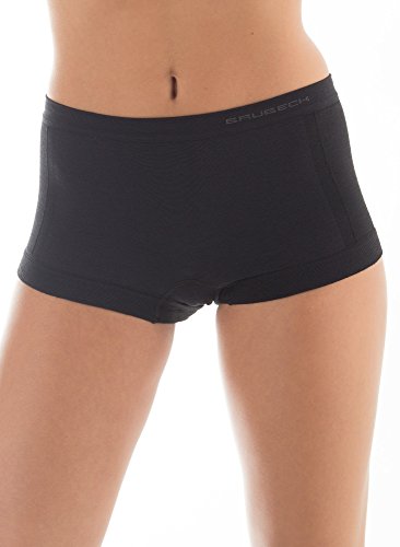 BRUBECK 3er Pack Merino Damen Boxershorts | Atmungsaktiv | Sport | Unterhose | Funktions-Unterwäsche | Panty | 41% Merino-Wolle | BX10440 L Schwarz von BRUBECK