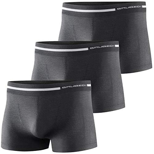 BRUBECK 3er Pack Retropants Männer | Trunks Herren 41% Merinowolle | Unterwäsche nahtlos | Unterhose | Männerunterhose | Mens Underwear | Boxer Briefs | Gr. M | Schwarz/Graphite | BX10430 von BRUBECK