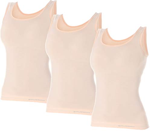 BRUBECK 3er Set Damen Tank-Top | Shirt ärmellos | Funktionsunterhemd ohne Arm | Achseltop atmungsaktiv | Sport Funktionstank | Oberteil Frauen | 41% Merinowolle | Gr. S | Beige | TA10170 von BRUBECK