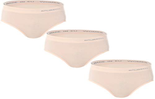 BRUBECK 3er Set Damen Unterwäsche Hipster | Damenwäsche Slip | Hüftslips atmungsaktiv Frauen | Funktionsunterwäsche Merino | Underwear Women | Panties | 41% Wolle | Gr. S | Beige | HI10070 von BRUBECK