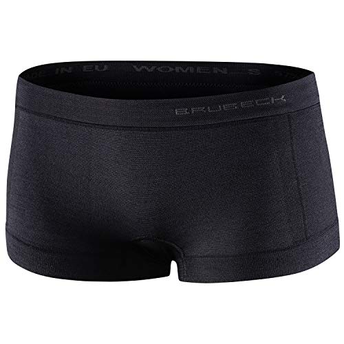 BRUBECK Boyshort Damen | atmungsaktive Unterhose Frauen | Nahtlose Funktionsunterhose Merino | Underwear Women | Panties Seamless | Damenunterwäsche | 41% Wolle | Gr. L | Schwarz | BX10440 von BRUBECK