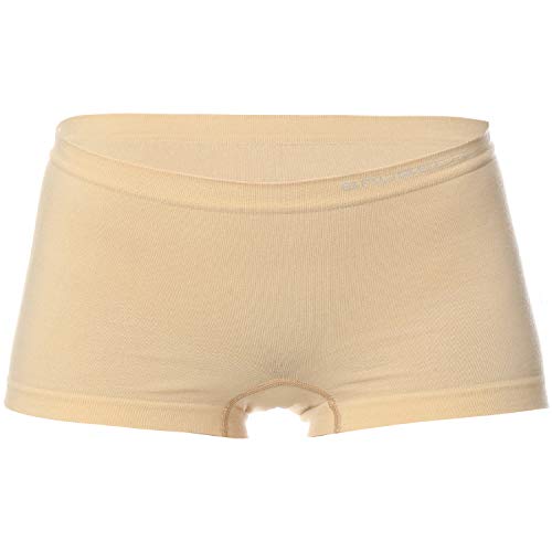 BRUBECK Boyshorts Damen | Unterhose für Frauen Mädchen | Nahtlose Damenunterhose Boxer | Womens Underwear | Underpants Seamless Women | Panties | 80% Baumwolle | Gr. M, beige | BX10470A von BRUBECK