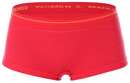 BRUBECK Damen Boxer Unterwäsche | Sportunterwäsche kurz | Fitness Slips atmungsaktiv | Funktionswäsche Trekking I Underwear Women I Wandern I 37% Merinowolle | Gr. L, Himbeere I BX10860 von BRUBECK