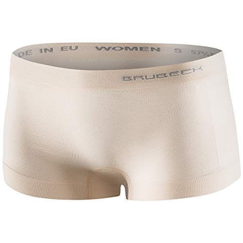 BRUBECK Damen Boxershorts | Atmungsaktiv | Sport | Funktionsunterwäsche | Unterhose | Schlüpfer | Panties | 41% Merino-Wolle | BX10440, Gr.:M L. Beige von BRUBECK