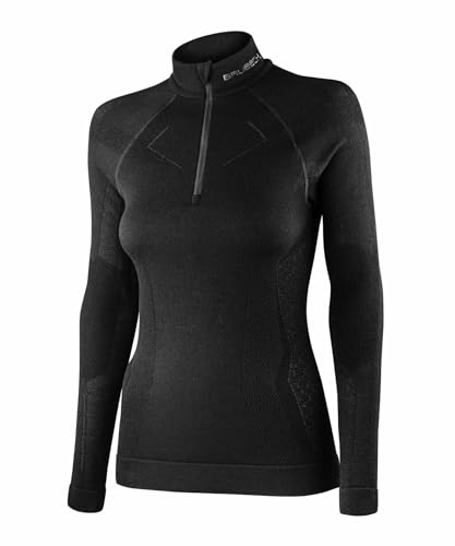 BRUBECK Damen Extreme Merino Funktionsshirt | Langarmshirt | Base Layer | Atmungsaktiv | Geruchshemmend | Klimaregulierend | LS16090, Gr.:M, Farbe:Eclipse Noir von BRUBECK