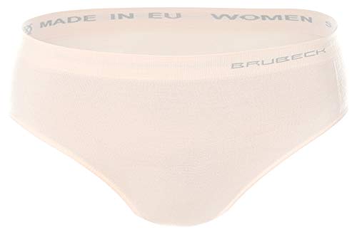 BRUBECK Damen Hipster Panties | Womens Underwear | Unterhose atmungsaktiv | Schlüpfer | Nahtloser Slips Frauen | Hüftslips | Damenwäsche | 41% Merinowolle | Gr. L | Beige | HI10080 von BRUBECK