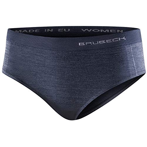 BRUBECK Damen Hipster Unterwäsche | Unterhose Frauen | Womens Underwear | Panties | Hüftslips nahtlos | atmungsaktive Funktionsunterwäsche Sport | 39% Merinowolle | Gr. S, D.Jeans | HI10080 von BRUBECK