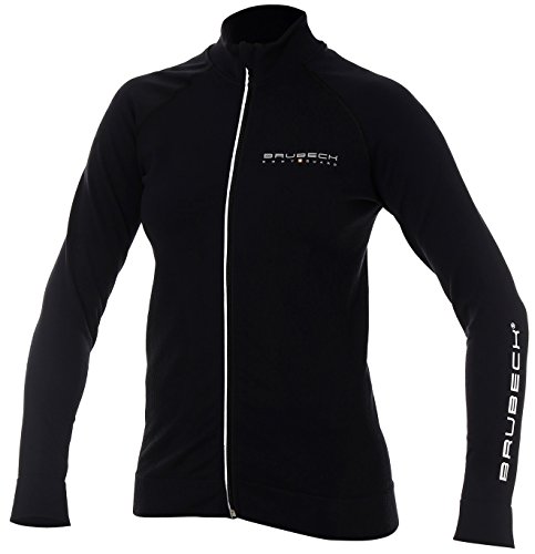 BRUBECK Damen Langarmshirt Full Zip | atmungsaktive Laufjacke Outdoor | leichte Sportjacke für Mädchen Frauen | Longsleeve für Fahrrad | Laufen | Gr. M | Black | Athletic | LS13520 von BRUBECK