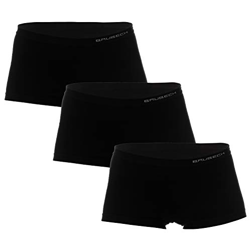 BRUBECK Damen Unterhosen 3er Pack | Damenunterwäsche nahtlos schwarz | Underpants for Women | Boyshorts Underwear Breathable | Retropants Cotton | 80% Baumwolle | Gr. S, Black | BX10470A von BRUBECK