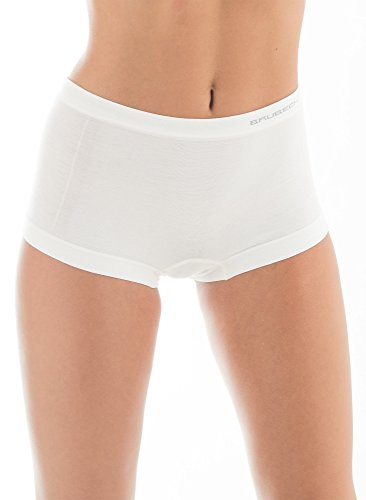 BRUBECK Damen Unterwäsche Boyshorts | Unterhose | Funktionsunterwäsche atmungsaktiv | White Underwear Women | Seamless Underpants | Panties | 41% Merinowolle | Gr. XL | Weiß | BX10440 von BRUBECK