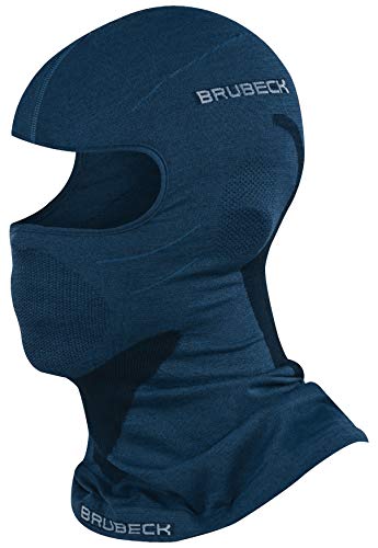 BRUBECK Fahrrad Sturmhaube | Merino Gesichtshaube Radfahren | atmungsaktive Gesichtsmaske Radsport | Balaclava Motorcycle | Motorradmaske | 41% Wolle | Gr. S - M | Marineblau | KM10370 | X-FACE von BRUBECK