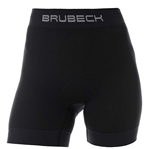 BRUBECK Fahrradunterhose gepolstert Frauen | Rennrad Unterhose Damen kurz schwarz | Radunterhose mit Sitzpolstert | Kurze Radlerunterhose MTB für Frauen | 3D-Struktur | Gr. XL | BX11410 von BRUBECK