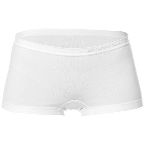 BRUBECK Frauen Unterhose weiß | Panty Damen Unterwäsche | Seamless Underwear for Women | Retropants nahtlos | Boyshorts atmungsaktiv | Cotton | 80% Baumwolle | Gr. L, White | BX10470A von BRUBECK