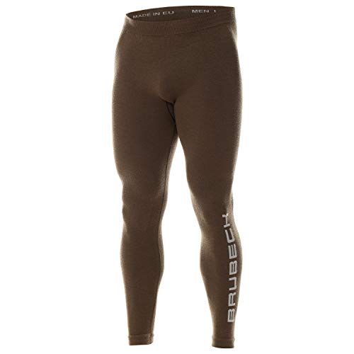BRUBECK Funktionshose Herren | Hose atmungsaktiv | Base Layer für Männer | Funktionswäsche | Unterhose Jäger | Funktionsunterwäsche eng lang 78% Merino | Gr. M | LE12410 Khaki | Ranger Wool von BRUBECK