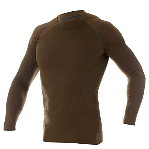 BRUBECK Funktionsshirt Herren Wandern | Langarmshirt | Funktionsunterwäsche atmungsaktiv | Funktionswäsche | Long Sleeve Shirt | Geschenk für Jäger | Wald | Gr. XL | LS14860 Khaki | Ranger von BRUBECK