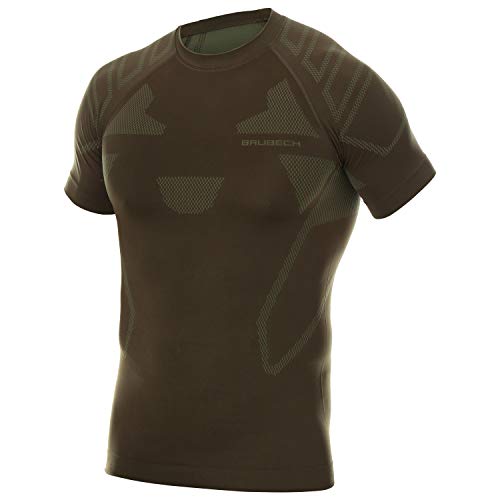 BRUBECK Funktionsshirt Kurzarm Herren | Kurzarmshirt für Männer | Funktionswäsche atmungsaktiv nahtlos | Geschenk für Jäger Waldarbeiter | Wald | Trekking | Gr. XXL | SS13000 Khaki | Ranger von BRUBECK