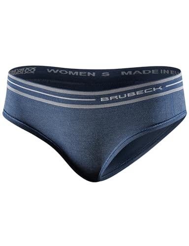 BRUBECK Funktionsunterwäsche Merino Damen | Hipster atmungsaktiv | Hüftslips | Unterhosen | Slips atmungsaktiv für Frauen | Unterwäsche | Womens Underwear | 41% Wolle | Gr. L, D.Jeans | HI10190 von BRUBECK