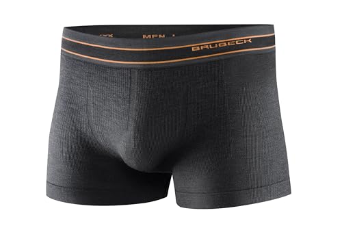 BRUBECK Herren Boxershorts | Atmungsaktiv | Sport | Unterhose | Funktionsunterwäsche | Briefs | Retroshorts | 37% Merino-Wolle | BX10870, Größe:XXL, Farbe:Dark Grey von BRUBECK