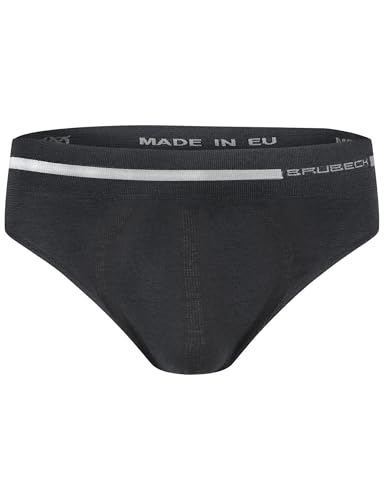 BRUBECK Herren Slips klimaregulierend | Funktionsunterhose | Slip atmungsaktiv nahtlos | Unterhose für Männer | Unterwäsche | Underpants | Mens Underwear | 41% Merino | Gr. L | Dunkelgrau | BE10050 von BRUBECK