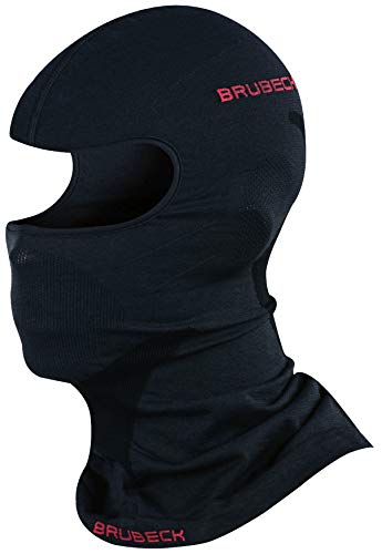 BRUBECK Maske Sturmhaube | Gesichtshaube Snowboard | Ski Balaclava | atmungsaktive Schwarze Gesichtsmaske Skimaske | Skiing | Langlauf | 41% Merino | Gr. S - M | Black | KM10370 | X-FACE von BRUBECK