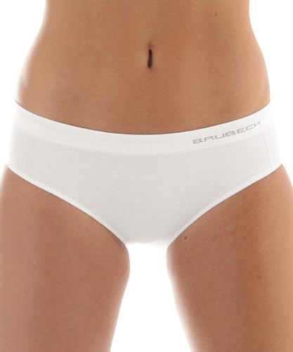 BRUBECK Merino Hipster Damen | Funktionsunterwäsche | Slips atmungsaktiv | Womens Underwear | weiße Unterhose schnell trocknend | Hüftslips | Sport | 41% Merinowolle | Gr. M | Weiß | HI10070 von BRUBECK