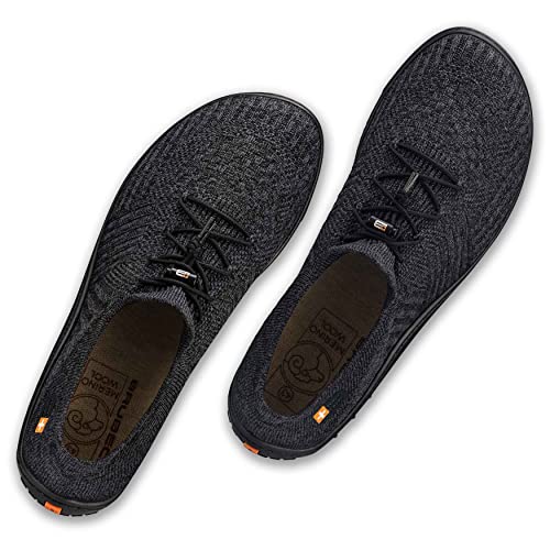 BRUBECK Merinowolle Barfußschuhe für Herren | SH5003 | Gr 41 | Graphit/Schwarz | Zero-Drop Sohle | Perfekt für den Alltag | Komfort und Stil | Aus hochwertiger Merinowolle von BRUBECK