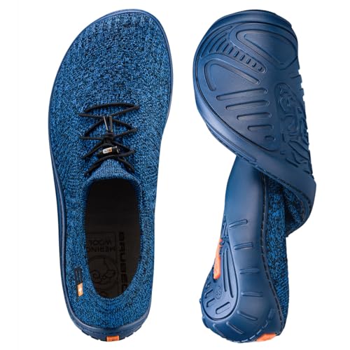 BRUBECK Merinowolle Barfußschuhe für Herren | SH5003 | Gr 43 | Navy Blau/Blau | Komfort und Stil vereint | Leicht und Flexibel | Perfekt für den aktiven Mann | Aus Merinowolle hergestellt von BRUBECK