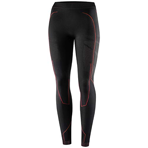 BRUBECK Motorrad Funktionshose lang eng Damen | Motorradwäsche kühlend | Leggings nahtlos Frauen | atmungsaktive Motorradunterwäsche | Funktionswäsche | Gr. M | Schwarz - Rot | LE12470 von BRUBECK