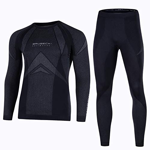 BRUBECK Set Funktionshose + Funktionsshirt Langarm Herren I Sport Funktionswäsche I Base Layer I Sportshirt Langarm I Outdoor I Gr. XL I Schwarz I Dry I LS10180 + LE10160 von BRUBECK