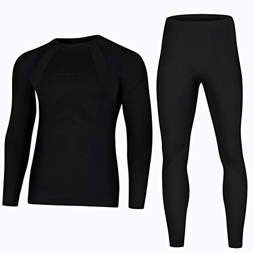 BRUBECK Set Funktionsunterwäsche Damen & Herren | Base Layer Laufen I Herbstliche Funktionshose I Funktionsshirt nahtlos I Funktionswäsche I Gr. L I 04.Dry, NA- Schwarz I LS10180 + LE10160 von BRUBECK