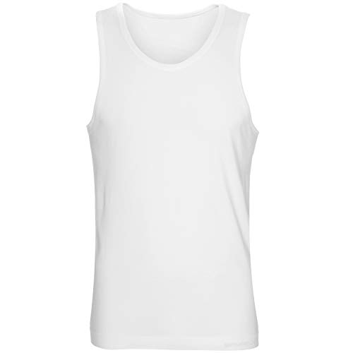 BRUBECK Top Männer | T-Shirt ärmellos Slim Fit | atmungsaktives Achseltop | Seamless Tanktop | Mens Top Tank Cotton | Herren Oberteil ohne Arm | 55% Baumwolle | Gr. M, weiß | SL00068A von BRUBECK