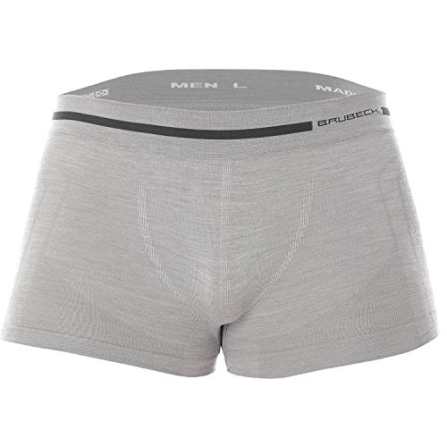 BRUBECK Unterhose Herren nahtlos | graue Retropants für Männer | atmungsaktive Unterhose | Mens Underwear | Grey Boxer Briefs | Unterwäsche | 41% Merinowolle | Gr. XXL | Grau | BX10430 von BRUBECK