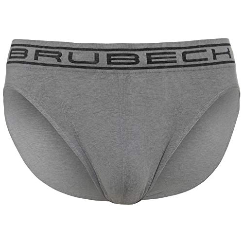 BRUBECK Unterhosen Slip bequem für Männer | Herren Slips grau nahtlos | Unterwäsche Alltag Freizeit | Underwear Breathable Seamless Men | Cotton | 80% Baumwolle | Gr. XXL, Grey | BE00290A von BRUBECK