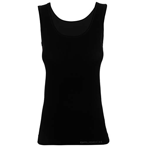 BRUBECK schwarzes Tanktop Damen | T-Shirt ärmellos schwarz | Oberteil atmungsaktiv ohne Arm | Womens Tank Top | Achselhemd nahtlos | Damenwäsche | 55% Baumwolle | Gr. XL, Black | TA00510A von BRUBECK