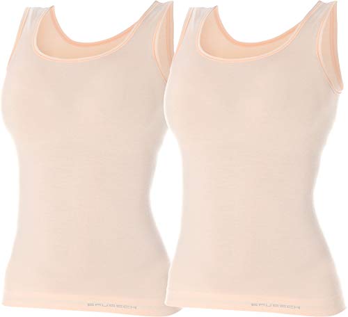 Brubeck� 2er Set Merino Woll Unterhemd Tank Top - Funktionsunterwaesche TA10170, Gr:L, Farbe:Beige von BRUBECK