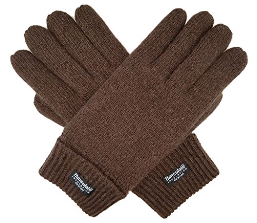 BRUCERIVER Herren Rein Wolle Strickhandschuhe mit Thinsulate Futter Größe L/XL (Braun) von BRUCERIVER