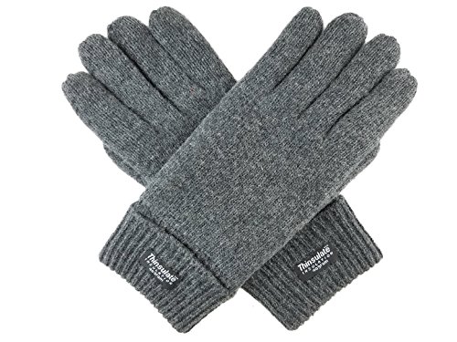 BRUCERIVER Herren Rein Wolle Strickhandschuhe mit Thinsulate Futter Größe XXL (Grau) von BRUCERIVER