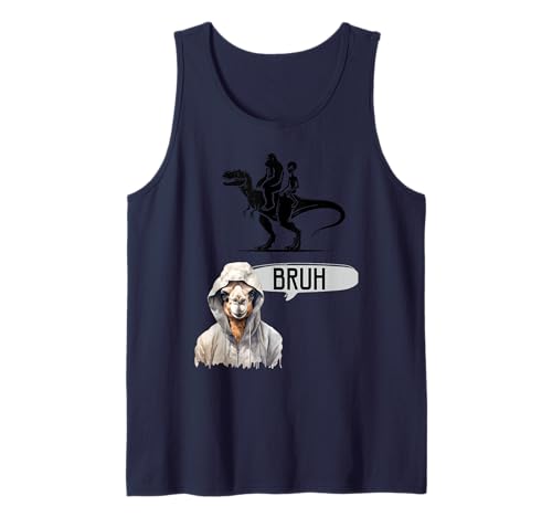Herren Bigfoot & Alien Reiten T-Rex, Camel SAGT Bruh Tank Top Herren Bigfoot & Alien Reiten T-Rex, Camel SAGT Bruh Tank Top von BRUH Meme Studio