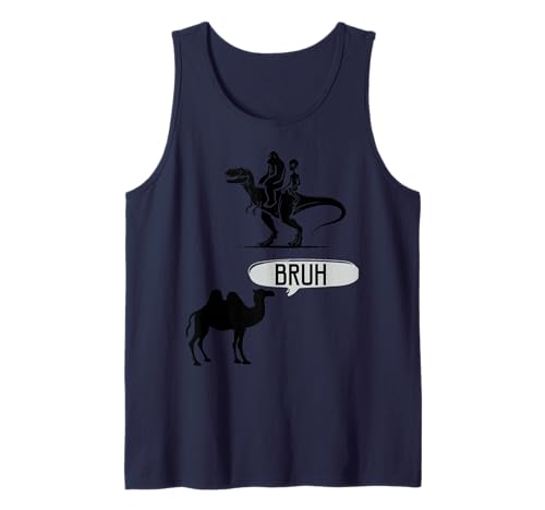 Herren Bigfoot & Alien Reiten T-Rex, Camel SAGT Bruh Tank Top Herren Bigfoot & Alien Reiten T-Rex, Camel SAGT Bruh Tank Top von BRUH Meme Studio