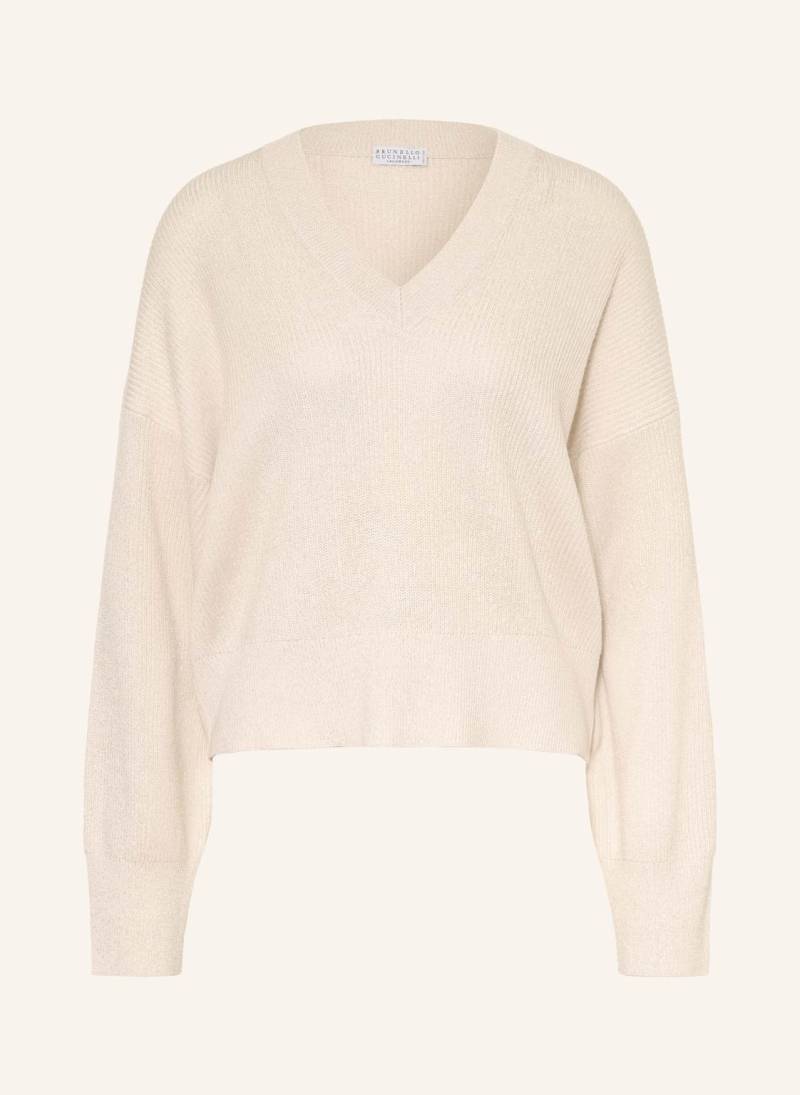 Brunello Cucinelli Cashmere-Pullover Mit Glitzergarn beige von BRUNELLO CUCINELLI