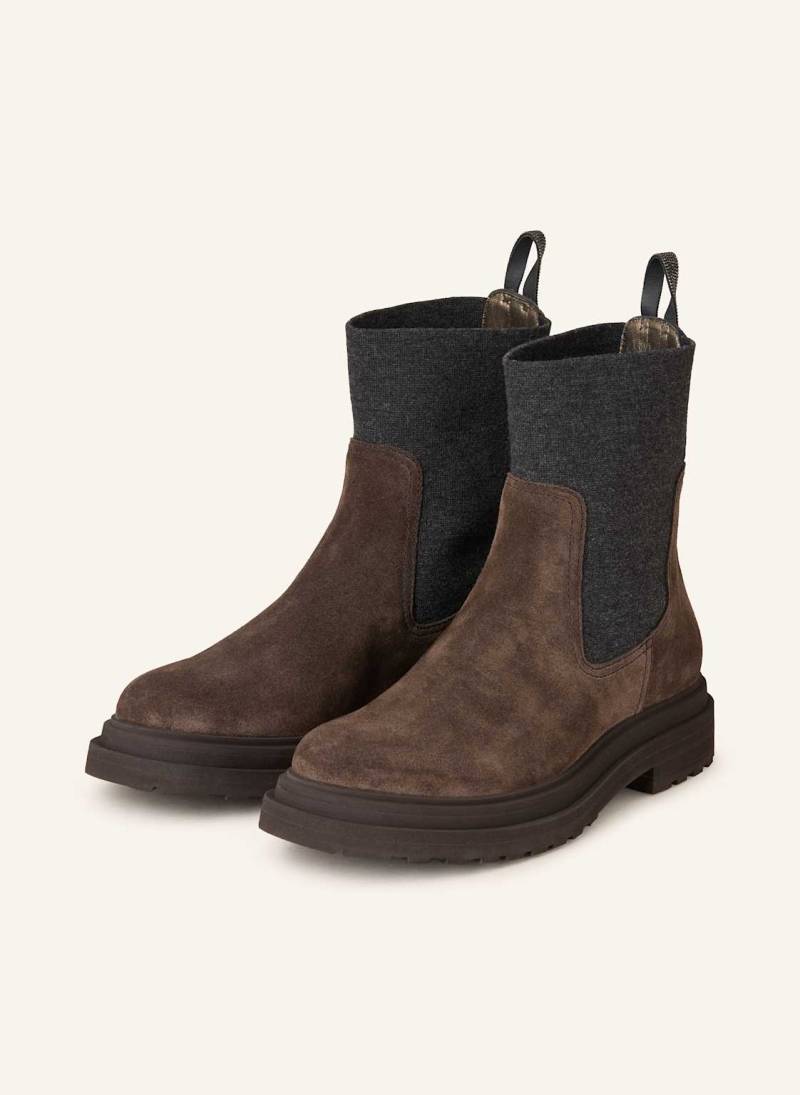Brunello Cucinelli Chelsea-Boots Mit Schmucksteinen braun von BRUNELLO CUCINELLI