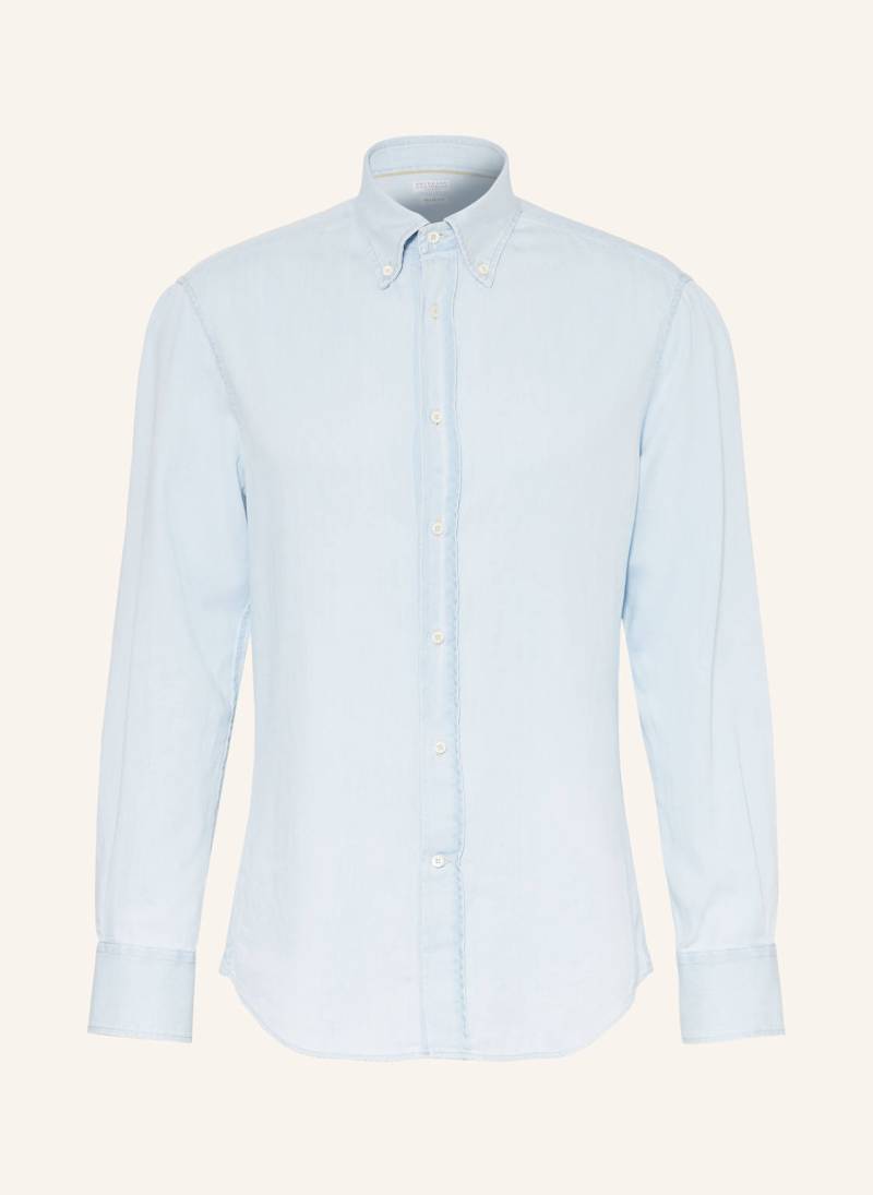 Brunello Cucinelli Hemd Slim Fit In Jeansoptik blau von BRUNELLO CUCINELLI