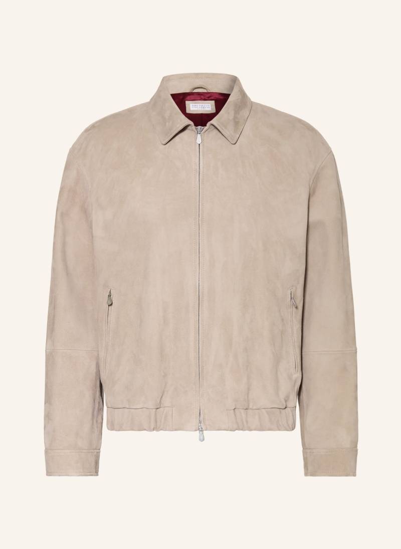 Brunello Cucinelli Lederjacke Giubino beige von BRUNELLO CUCINELLI